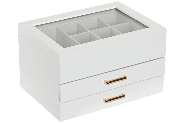 DKD Home Decor Joyero de Madera y Cristal Blanco DKD Home Decor Joyero de Madera y Cristal Blanco
