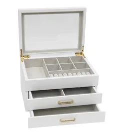 DKD Home Decor Joyero de Madera y Cristal Blanco