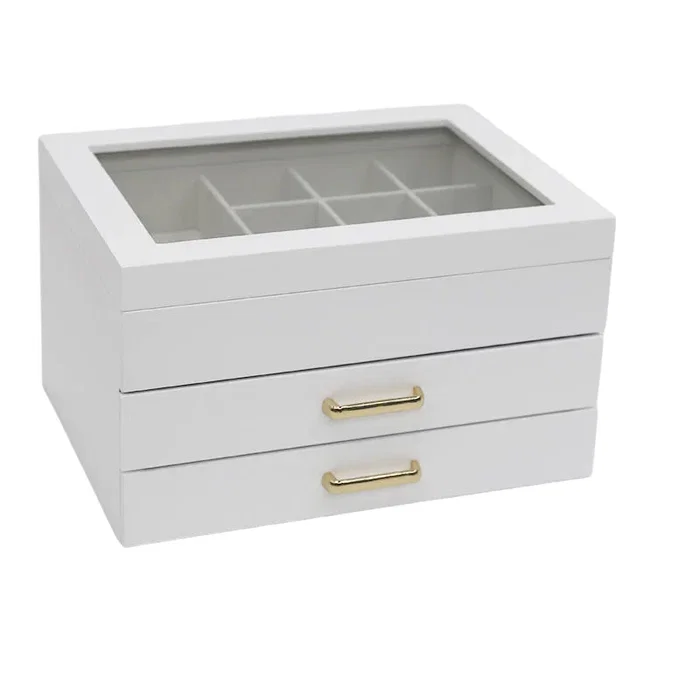 DKD Home Decor Joyero de Madera y Cristal Blanco