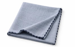 DKD Home Decor Mantel de Algodón Azul con Bordado 150x150 cm