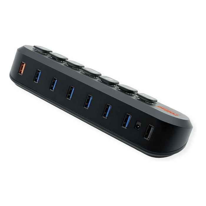 ROLINE USB 3.2 Gen 1 Hub 7 Puertos con Cable Conector Tipo A, Interruptor por Puerto ROLINE USB 3.2 Gen 1 Hub 7 Puertos con Cable Conector Tipo A, Interruptor por Puerto