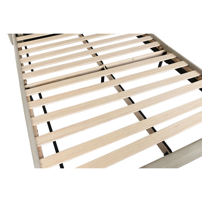 DKD Home Decor Cama de Poliéster y Madera Beige con Colchón 150x200 cm DKD Home Decor Cama de Poliéster y Madera Beige con Colchón 150x200 cm