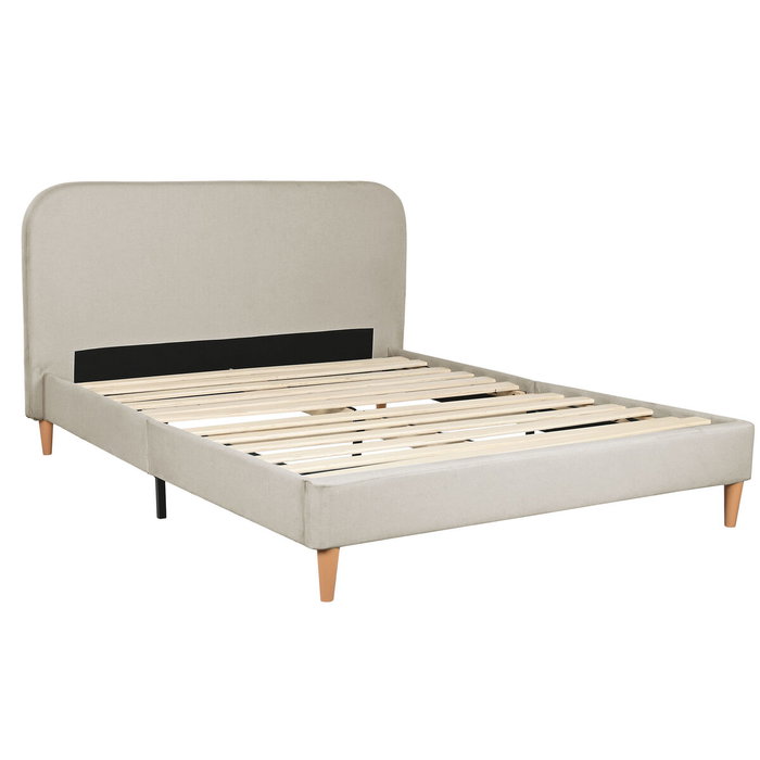 DKD Home Decor Cama de Poliéster y Madera Beige con Colchón 150x200 cm DKD Home Decor Cama de Poliéster y Madera Beige con Colchón 150x200 cm