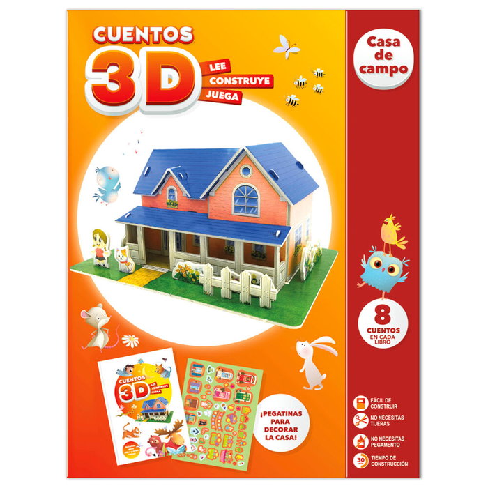 PLAYTIME Cuento Imaginar y Construir 3D Casa de Campo, Libro 48 pág con Maqueta Foam y Pegatinas Decorativas, Estuche Tapa Dura PLAYTIME Cuento Imaginar y Construir 3D Casa de Campo, Libro 48 pág con Maqueta Foam y Pegatinas Decorativas, Estuche Tapa Dura
