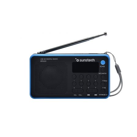 Sunstech Radio Portátil Digital RPDS32BL AM/FM con Batería, USB y microSD, Negra y Azul