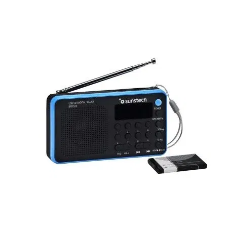 Sunstech Radio Portátil Digital RPDS32BL AM/FM con Batería, USB y microSD, Negra y Azul