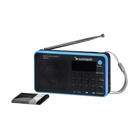 Sunstech Radio Portátil Digital RPDS32BL AM/FM con Batería, USB y microSD, Negra y Azul
