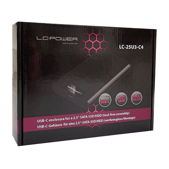 LC-Power LC-25U3-C4 Carcasa para Disco Duro/SSD 2.5 pulgadas USB Tipo C Negro