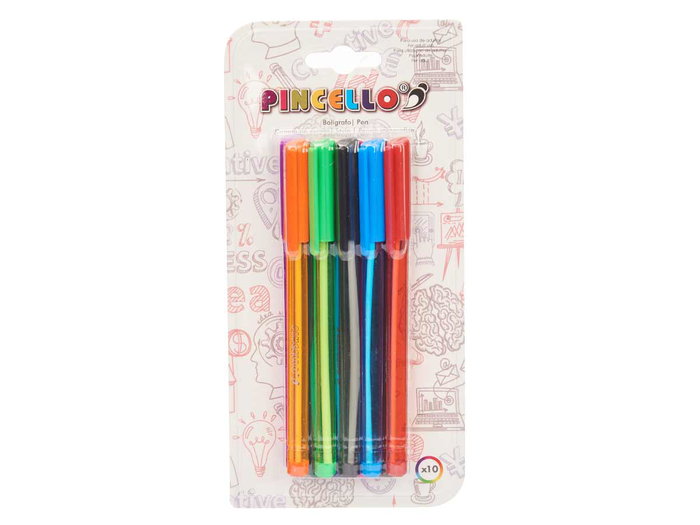 Pincello Set 10 Boligrafos Colorines 10 x 2.5 x 20.7 cm (Set de 24)
