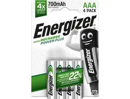 Energizer Power Plus Pilas Recargables AAA con 22% Materiales Reciclados - Blister 4 Unidades
