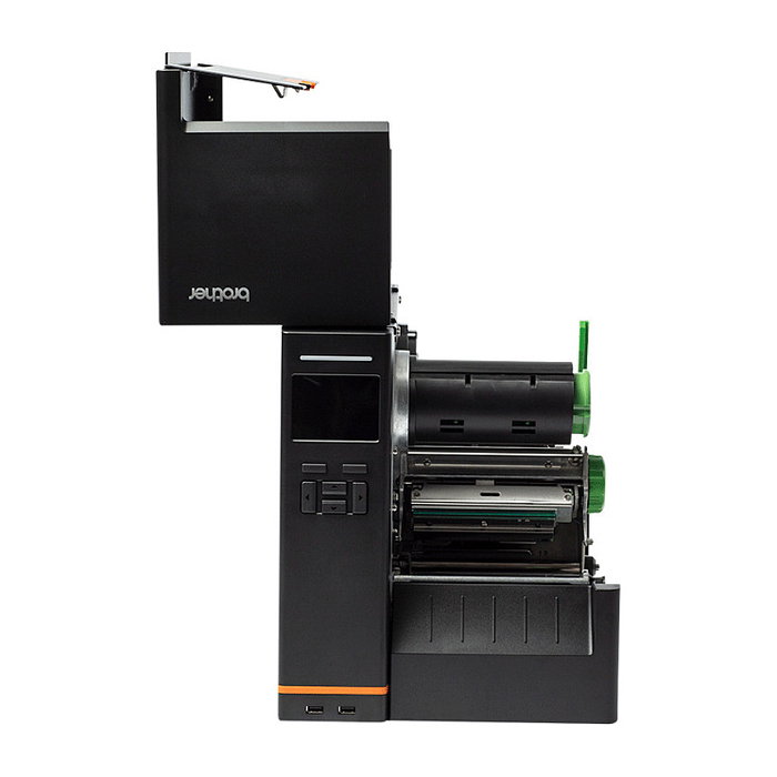 Brother TJ-4520TN Impresora de Etiquetas Térmica Industrial, Resolución 300 x 300 DPI, Auto-Cortador, Pantalla TFT 3.5", Color Negro, Conectividad USB y Ethernet