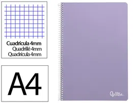 Liderpapel Cuaderno espiral A4 Smart tapa blanda 80 hojas 75gr cuadro 4mm con margen color violeta