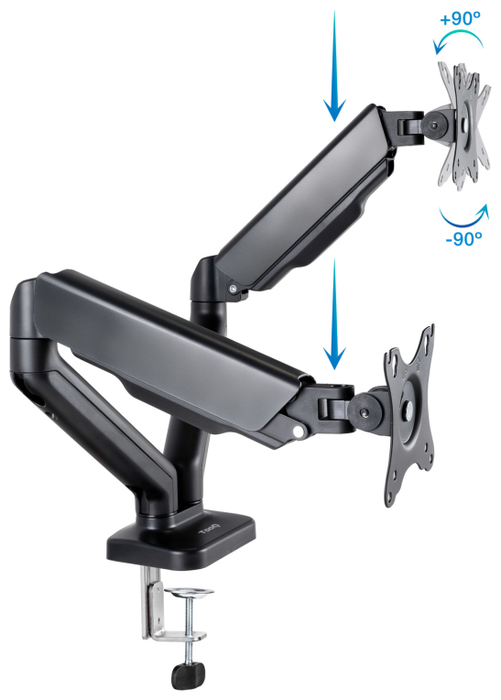 Tooq Soporte de Mesa para 2 Pantallas 17-32 pulgadas, Negro