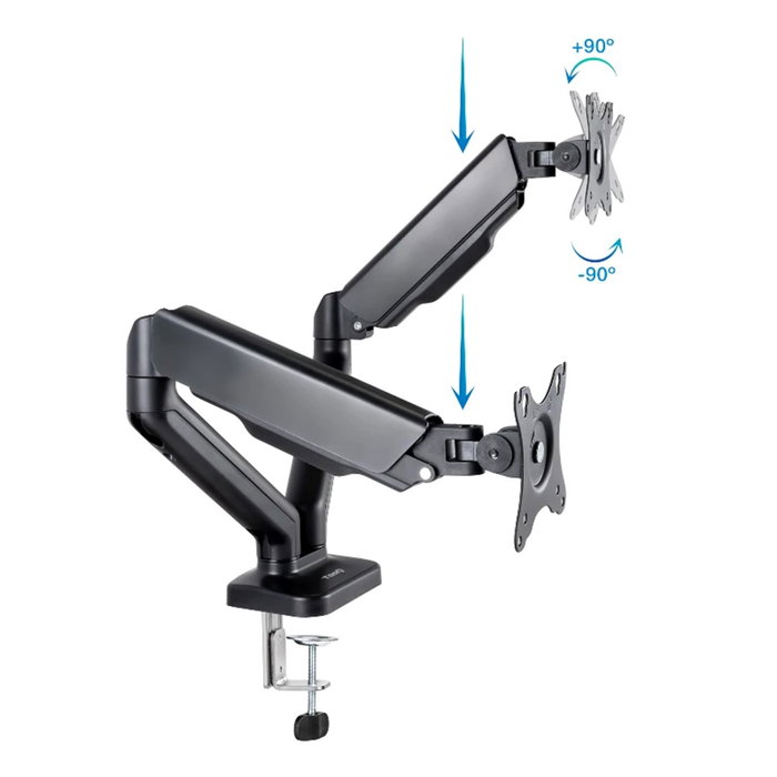 Tooq Soporte de Mesa para 2 Pantallas 17-32 pulgadas, Negro