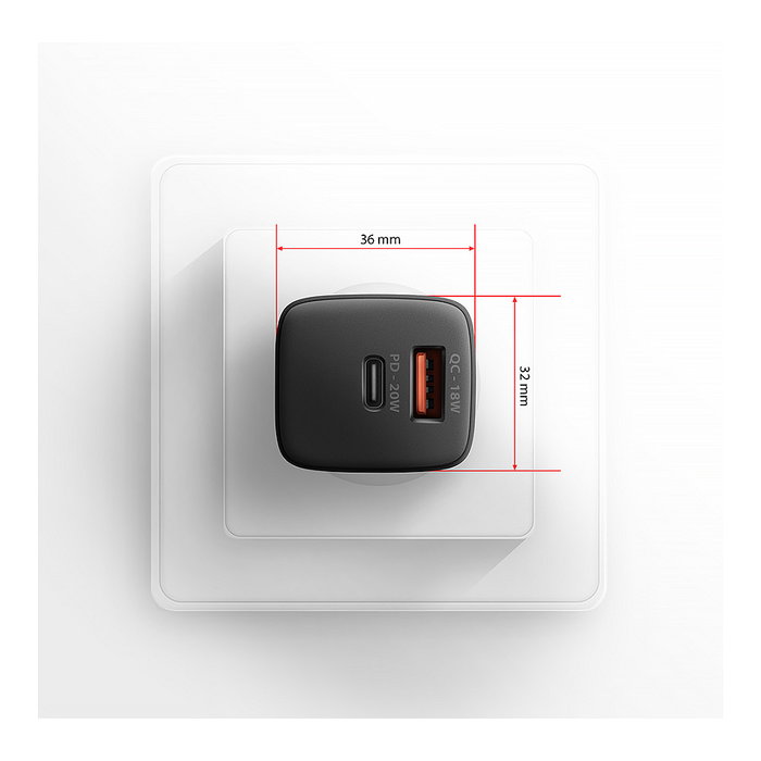 Axagon ACU-PQ20 Cargador de Pared 20 W QC3.0/AFC/FCP + PD USB-C Negro Axagon ACU-PQ20 Cargador de Pared 20 W QC3.0/AFC/FCP + PD USB-C Negro