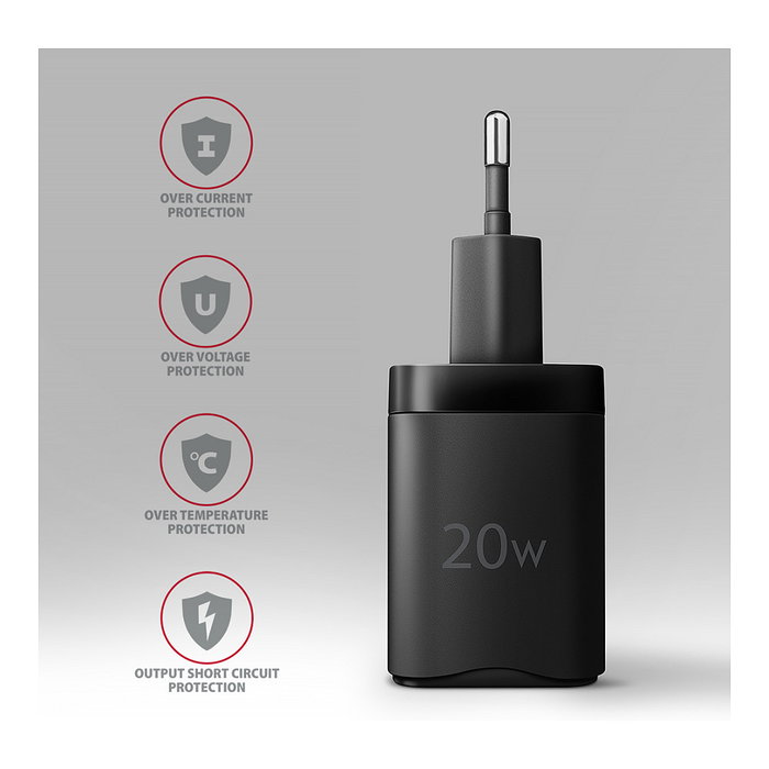 Axagon ACU-PQ20 Cargador de Pared 20 W QC3.0/AFC/FCP + PD USB-C Negro Axagon ACU-PQ20 Cargador de Pared 20 W QC3.0/AFC/FCP + PD USB-C Negro