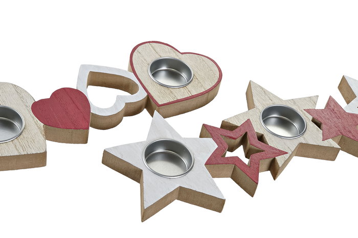 DKD Home Decor 6 Unidades Decoracion Navidad Tradicional Blanco Rojo Madera 9 x 2 x 39.5 cm