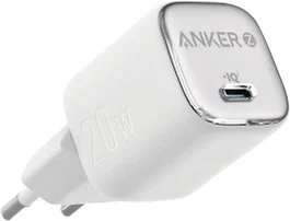 Anker A2699G21 Cargador de Pared Universal 20W Carga Rápida con PowerIQ 3.0 1 Puerto USB-C para Smartphone, Interior, Color Plata y Blanco