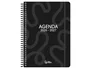 Liderpapel Agenda Escolar 2026-2027 Espiral Classic Día Página A5 Bilingüe Negro - Papel FSC 70g, Simply Interior, Calendario Bianual