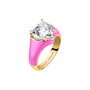 Chiara Ferragni Anillo Love Para.ring Dorado con Esmalte Rosa y Circonitas Talla 14