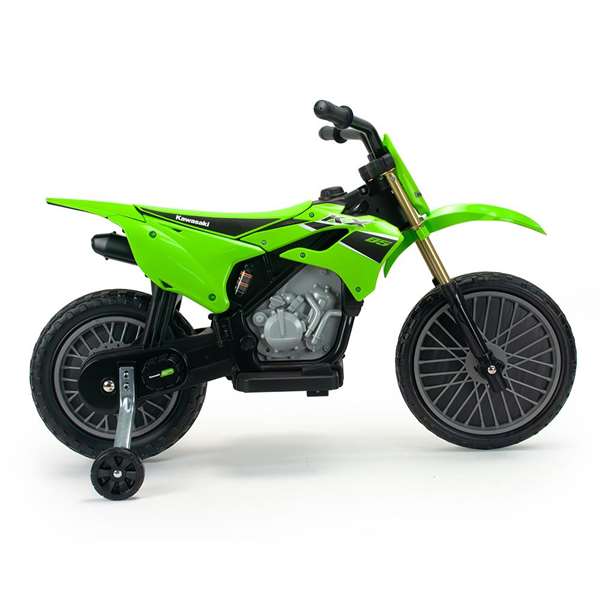 INJUSA Moto Cross Kawasaki KX85 Juguete Eléctrico 12V para Niños +3 Años, Color Verde, con Batería y Cargador, Dimensiones 103 x 52 x 65.5 cm