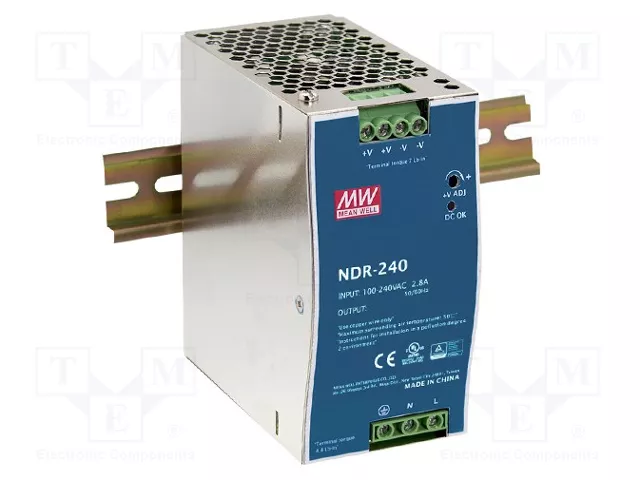 MEAN WELL NDR-240-24 Fuente de alimentación 240W 24VDC Slim MEAN WELL NDR-240-24 Fuente de alimentación 240W 24VDC Slim