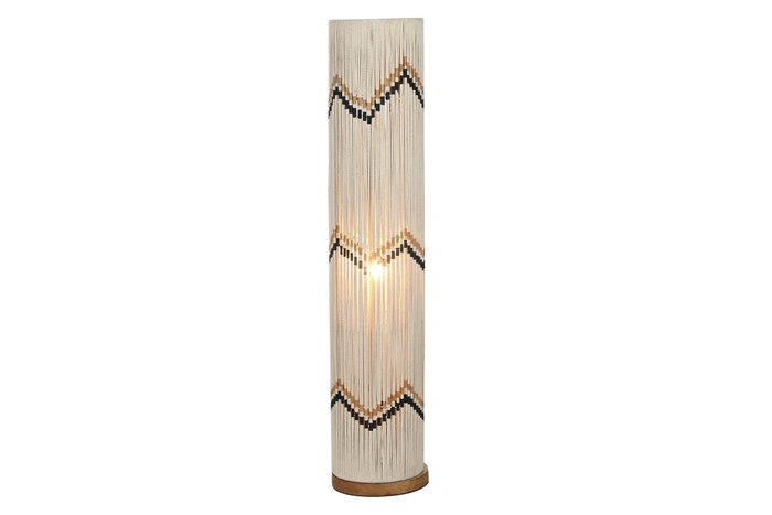 DKD Home Decor Lámpara de Pie Algodón y Rafia Trenzado Crudo/Bicolor