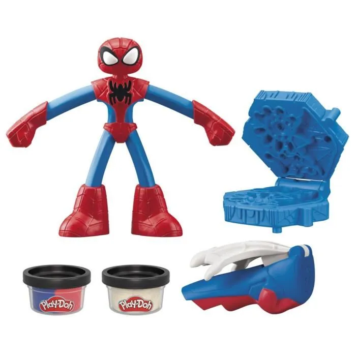 Hasbro HASG00585X0 Play-Doh Spider-Man, Caja My Web Creator con Figura Flexible y Plastilina, Marvel, a partir de 4 años