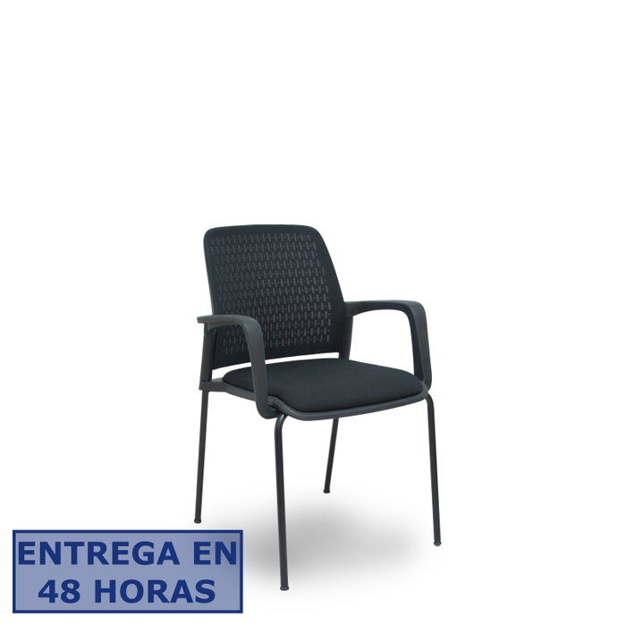 FORÖL Silla Opti519 tapizada en PVC/Tela Negro con brazos fijos