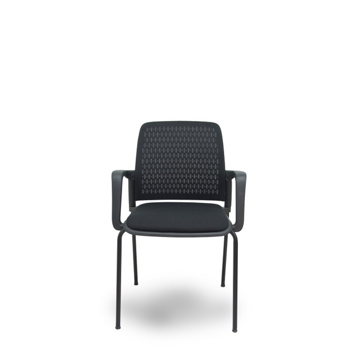 FORÖL Silla Opti519 tapizada en PVC/Tela Negro con brazos fijos