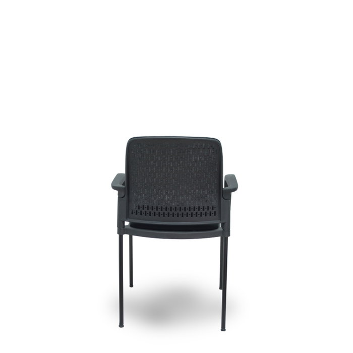 FORÖL Silla Opti519 tapizada en PVC/Tela Negro con brazos fijos