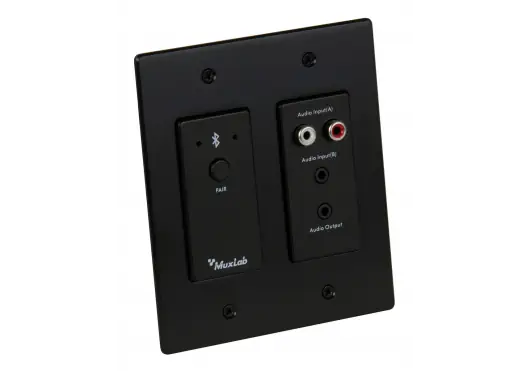 MUXLAB Panel Bluetooth RCA Dante Negro PoE 2W 310g Montaje 2 Gang US