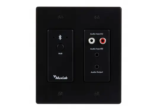 MUXLAB Panel Bluetooth RCA Dante Negro PoE 2W 310g Montaje 2 Gang US