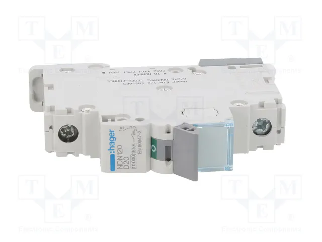 HAGER NDN120 Interruptor magnetotérmico 1 polo 20A 10kA HAGER NDN120 Interruptor magnetotérmico 1 polo 20A 10kA