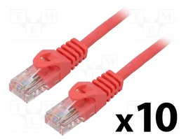 LANBERG Patch cord Cat 6 U/UTP de 0,5m rojo
