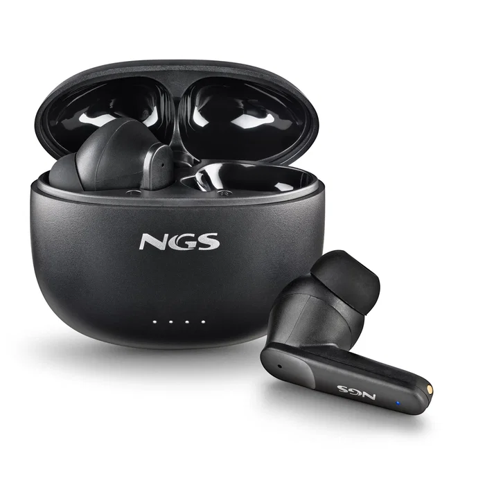 Ngs Artica Hush Auriculares Inalámbricos Bluetooth 5.3 con ANC, Autonomía 28h Total, Carga USB-C, Control Táctil, Negro