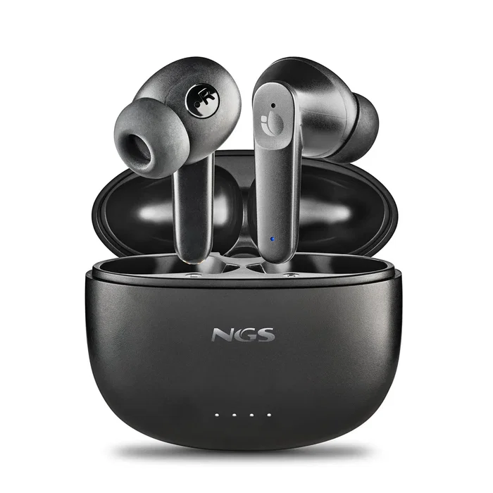 Ngs Artica Hush Auriculares Inalámbricos Bluetooth 5.3 con ANC, Autonomía 28h Total, Carga USB-C, Control Táctil, Negro