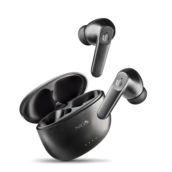 Ngs Artica Hush Auriculares Inalámbricos Bluetooth 5.3 con ANC, Autonomía 28h Total, Carga USB-C, Control Táctil, Negro