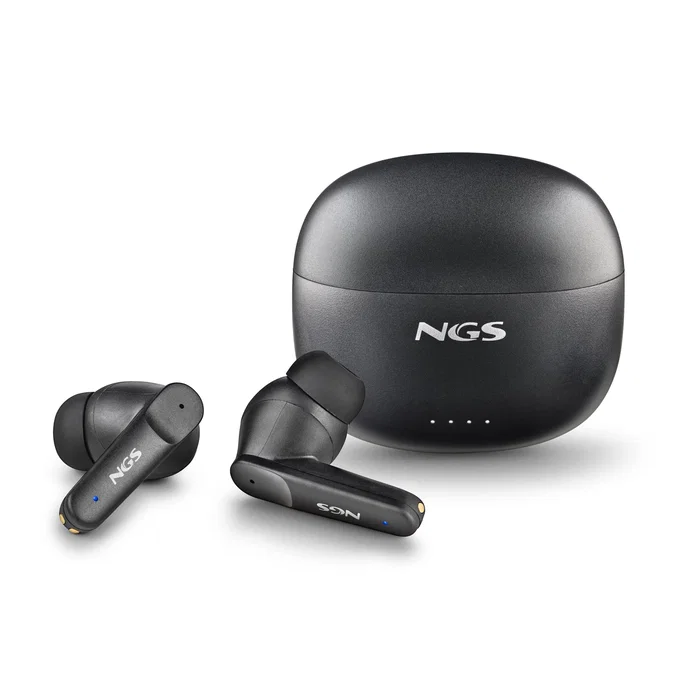 Ngs Artica Hush Auriculares Inalámbricos Bluetooth 5.3 con ANC, Autonomía 28h Total, Carga USB-C, Control Táctil, Negro