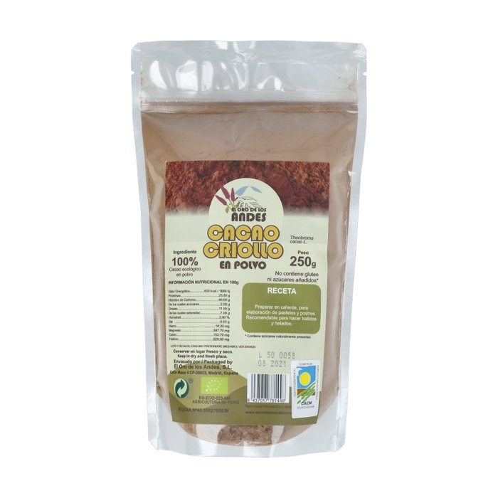 El Oro de los Andes Cacao en Polvo Ecológico 250g El Oro de los Andes Cacao en Polvo Ecológico 250g