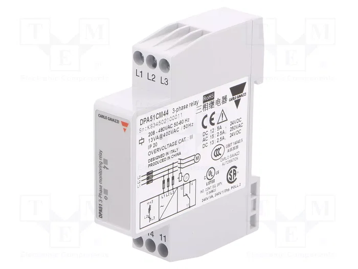 CARLO GAVAZZI DPA51CM44 Relé de monitorización de tensión trifásica CARLO GAVAZZI DPA51CM44 Relé de monitorización de tensión trifásica