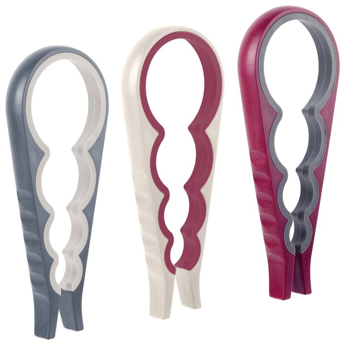 Cook Concept Abrebotellas 9X22,2 para Botes de Diferentes Medidas, Color Surtido (Blanco Roto, Gris, Burdeos)