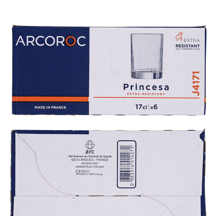 Caja 6 Vasos Altos Vidrio Princesa Arcoroc 17 cL Caja 6 Vasos Altos Vidrio Princesa Arcoroc 17 cL