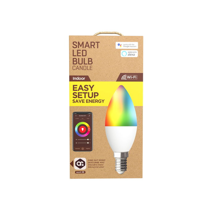 Muvit Bombilla Inteligente Globo E14 5W RGB WiFi Compatible con Alexa y Google Home Multicolor y Blanca Regulable