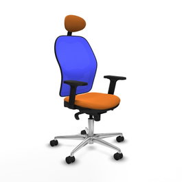 PIQUERAS Y CRESPO Silla de oficina Jorquera con mecanismo Sincro, Naranja y Azul