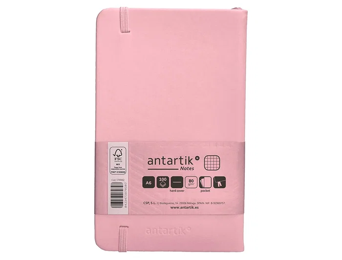 Antartik Cuaderno Tapa Dura A6 Hojas Cuadricula Rosa Pastel 100 Hojas 80 Gr Fsc
