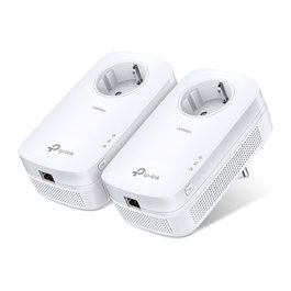 TP-Link Kit Adaptador Powerline AV2 Gigabit TL-PA8010P, Blanco, 1300 Mbps, 2 Unidades, con Enchufe Integrado