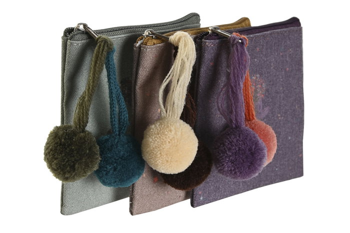 DKD Home Decor Yoga is a heart opener 23 Monedero Burdeos Verde Marron 11 x 10.5 x 1 cm (3 Unidades)