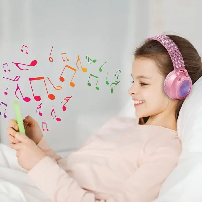 Lexibook Auriculares Plegables Bluetooth y Cable LEX3380743119267, con Iluminación y Diseño 3D de Diamantes Rosas, Limitador de Volumen