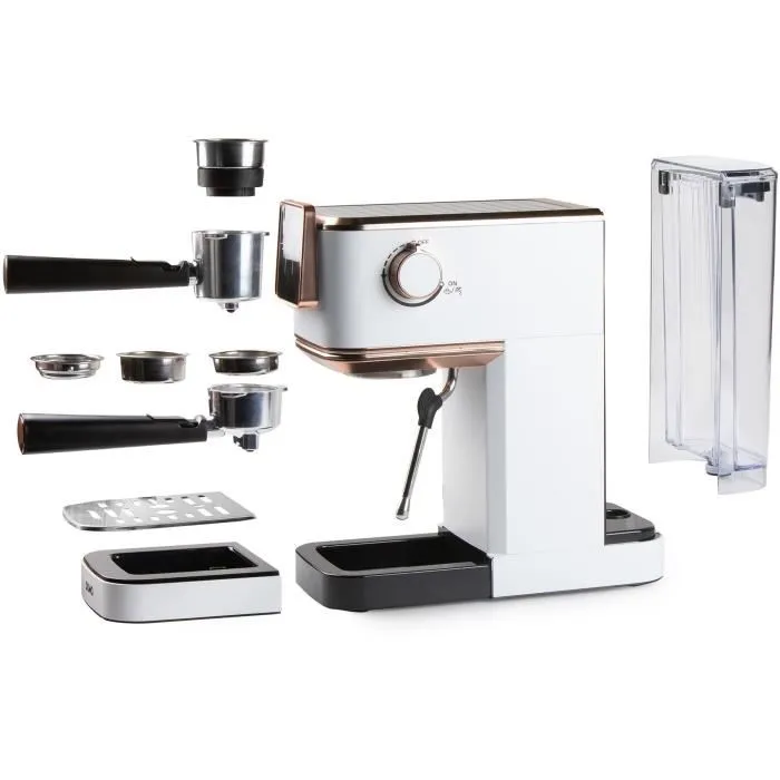 Domo DO746K Cafetera Espresso 3 en 1 - 1350 W - 20 Bares - Blanco/Rosa